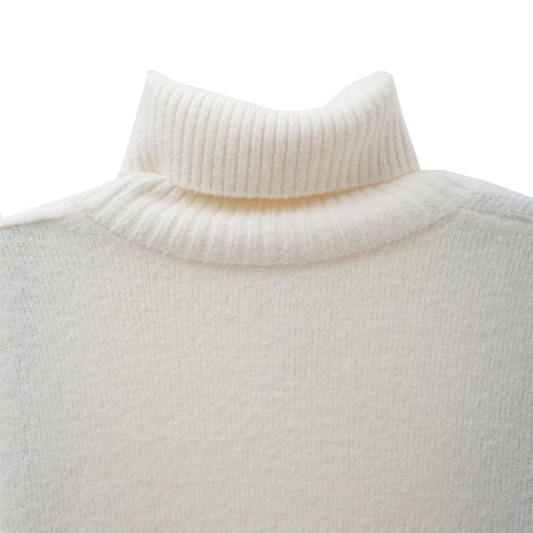 C.P. Company Fleece Knit Roll Neck Gauze White 103 13CMKN199A-006170A Degli Uberti